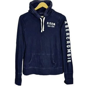 Vintage Y2K Abercrombie Large Hoodie Pullover Spell Out Logo Pockets